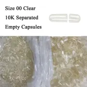 Size 00 Empty Capsules Separated 10,000 Count Clear Empty Halal Gelatine Kosher