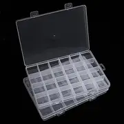 Costek 2PCS 24 Grids Clear Plastic Organizer Box Fixed Compartment Storage Container for Craft, Beads, Jewelry, Fishing Tackle, Art, Small Items