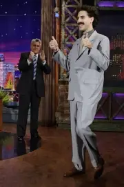 Host Jay Leno and actor Sacha Baron Cohen as Borat on October 9 2006 Old Photo