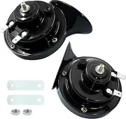 Unlorspy 2 Pcs 12v Super Loud Train Horns Waterproof Car Electric Snail Horn Truck Horn Replacement Kit for Trucks, Cars,Motorcycle, and Boat (Black)