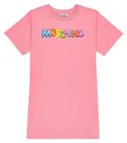 [Moschino Kids] Moschino Kids Logo cotton-blend T-shirt dress Y 12 pink