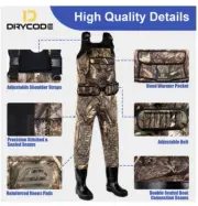DRYCODE Chest Waders Men w/ Boots Waterproof Neoprene ​Size 10 Reed Grass Camo