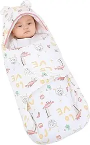 Zoney Baby Hooded Swaddle, Soft Baby Swaddle Wrap, Sleeping Sack for Newborn, 100% Breathable Cotton Baby Wrap Blanket for Boys and Girls, Sleep Bag for 0-6 Months