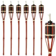 6x Red 60cm Bamboo Garden Fire Torches Outdoor Paraffin Oil Tiki Lantern