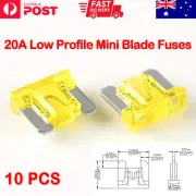 10 Pcs 20A Low Profile Mini Blade Fuses - Yellow Car Truck Auto Fuses 20 Amp AU