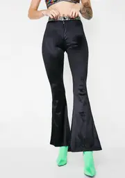 [American Deadstock] Silver Hologram Waist Wide Leg Pants