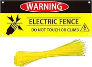 Electric Fence Warning Signs,10x4 Inch Do Not Touch or Climb Safety Sign for Farm Home Yard Warehouse,4PCS