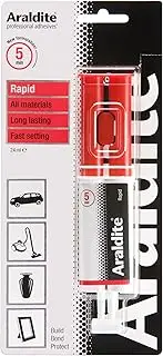 Araldite Rapid Syringe | 5 Minute Fast Setting 2 Part Epoxy Glue | Solvent-Free Professional Grade Strength for Multipurpose Use Water and High Temperature Resistant Strong Adhesive, 24ml