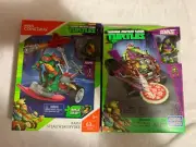 TMNT Mega Construx Donnie Pizza buggy and Raphael Stealth Ski Spyder BNIB!