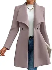 [Generic] Women's Coat Winter Decent French Solid Color Long Sleeve Lapel Button-Up Work Coats