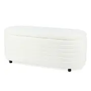 Hartwin 114cm Boucle Ottoman with Storage - Cream White