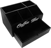 UTHCLO Wooden Coffee Station Organizer Multi Functional Coffee Syrup and Bag Storage Box with Compartment Design Rustic Style for Countertop Decor Practical and Convenient