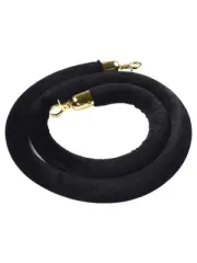 High End Black Velvet Cord with Polished Silver Hooks Perfect for VIP Areas