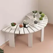 Semicircular Wooden Curved Bench Outdoor Benches, Wrap Around Tree Chair Slatted Seat, Weatherproof Plant Stand, Backless Bench for Indoor, Porch, Garden, Lawn, Backyard(Half Round)