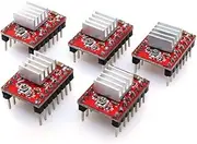 DIGISHUO 5Pcs A4988 Compatible StepStick Stepper Motor Driver Module with Heat Sink for 3D Printer Controller Ramps 1.4(Pack of 5Pcs) (Red)