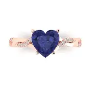 2.1 Heart Twisted Halo Tanzanite Gem Promise Bridal Wedding Ring 14k Rose Gold