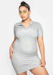 [NGOrder] Plus Checkerboard Polo Dress
