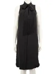 Black Tassel Accent Silk Dress