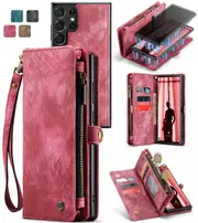 CaseMe 2-in-1 Samsung Galaxy S23 Ultra 5G Detachable Case Wallet Cover [Red]