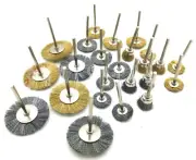 24PC Mini Brush Set 1/8" Shank Wire Brush Brass Cup Wheel DREMEL or Drill NEW
