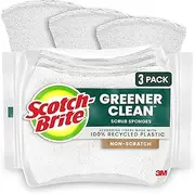 [Scotch-Brite] Greener Clean Non-Scratch Scrub Sponge, Sponge for Washing Dishes, Cleaning Kitchen, Superior Performance and Made with Sustainable Materials, Dishwasher Safe, 3 Scrub Sponges