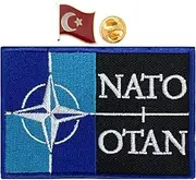A-ONE NATO Symbol Heat Sealed Backing Patch+Turkey National Flag Collar Enamel Pin, Patch&Badge for Hat Tactical Vest Vintage NO.083P+424