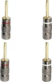 tunghey 4Pack Speaker Wire Banana Plugs, 24K Gold Plated Dual Screw Lock Speaker Connector, Banana Pins Plug for Home Theater, Audio/Video Receiver Sound Systems