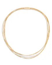 Marco Bicego 18K Yellow & White Gold Marrakech Diamond Three Strand Necklace, 16.5