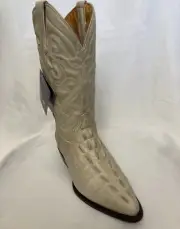 PISTOLERO BOOTS/ 6.5 EE / BONE GENUINE LEATHER /CAIMAN TAIL PRINT/POINTED TOE