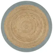 NNEVL Handmade Rug Jute with Olive Green Border 120 cm