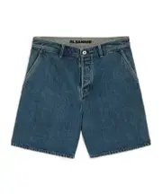 Jil Sander Logo-Patch Straight-Leg Denim Shorts 30,31,32 blue