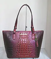 Brahmin Handbag - Medium Asher Tote - Ruby Ombre All Over