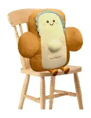 [SOGA] Smiley Face Toast Bread Cushion Stuffed Car Seat Plush 58cm in Beige