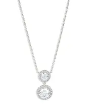 Nadri Round Halo Drop Necklace in 18K Gold Plated or Rhodium Plated, 16