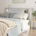 Wooden Bed Headboard Cabinet Sturdy Frame Wall Bedhead Bookcase Storage White