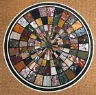 Marble Dining Table Top Multicolor Gemstone Inlay Work Patio Table for Garden