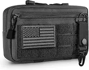 FRTKK Tactical Molle Admin Pouch Utility Laser Cut EDC Tool Pouch Bag Horizontal Modular Pouches Include US Flag Patch and Keychain
