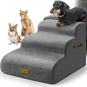 Gimars Dog Stairs with 30D High Density Foam & Extra Wide Stable 3 Steps 40 cm High, Removable Washable Cover, Non-Slip Base, Portable Ramp for Small Dogs to Sofa, Bed, Car