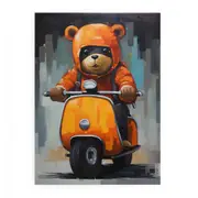 Bear Scooter Modern Art Painting Canvas Print