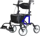 ELENKER 2 in 1 Rollator Walker & Transport Chair, Folding Wheelchair with 10” No