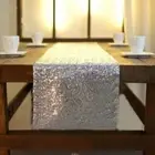 1 Pc X 14''x108' Silver Sequins Decor Table Runner Cloth Free Shipping