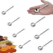 Small Spoons Mini Set - 8 Pcs Tiny Stainless Steel Spoons for Spices, Salt, Sugar, Pepper, and Honey - Food-Grade 304 Mini Condiment Scoops(4 each of 3.25 (Medium) & 3.9 IN(Large))