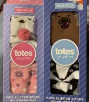 TOTES TOASTIES LLAMA 2 PACK CHILDRENS SLIPPER SOCKS 7-10 YEARS NEW