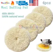Wool Buffing Pad 4 Pack 3inch Car Polishing Pad with Hook and Loop for Cleaning