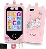 KAKTIN Kids Phone for Girls,Christmas Birthday Gifts for 3 4 5 6 7 8 years old Girls,Touchscreen Learning Toys for girls age 3-11 with Dual Camera