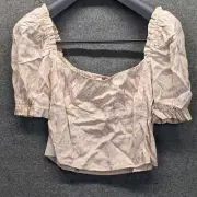 Sophie Rue Blooming Gathered Bust Crop Top Peach Purple Floral Size Large NWT