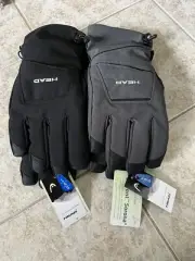 2 Pairs Head Unisex Ski Gloves Large Cord Closure With Zippered Storage Pocket