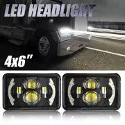 2Pcs 4x6" LED Headlight Hi-Lo Beam DRL For Freightliner Peterbilt Kenworth Ford
