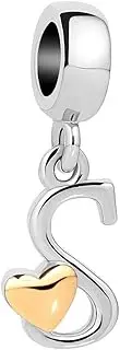 [ZXIAyuxd] Initial A-Z Letter Charm Golden Heart Alphabet Dangle Beads for Bracelets & Necklaces