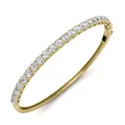 4.0 ct F VS round natural diamond bangle prong set bracelet 14k yellow gold 7.5"